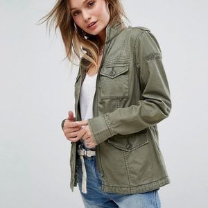 Abercrombie Women Green Military Twill Shirt Jacket. Size S.